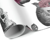 Whimsical Bourgondische Bloemenschedels Gotische B Cadeaupapier (Rol Hoek)