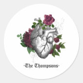 Whimsical Bourgondische Floral Gothic bruiloft Ronde Sticker (Voorkant)