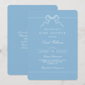 Whimsical Bow Baby Shower Boy invitation Kaart (Voorkant / Achterkant)