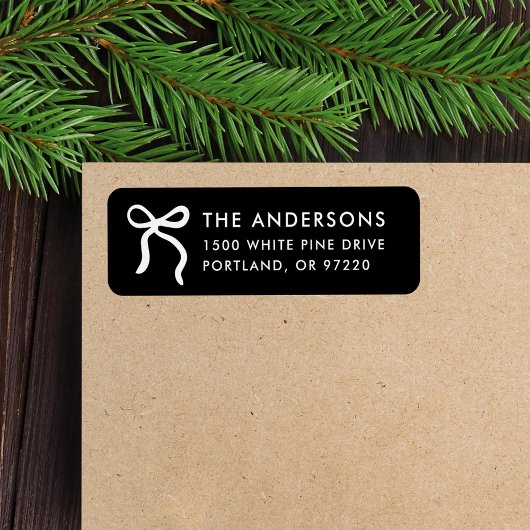 Whimsical Bow Black Christmas Retouradres Etiket