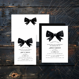 Whimsical Bow Black & White Afstudeerfeest Kaart