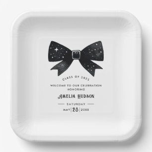Whimsical Bow Black & White Afstudeerfeest Papieren Bordje