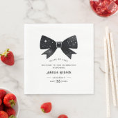 Whimsical Bow Black & White Afstudeerfeest Servet (Insitu)