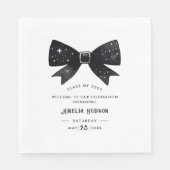 Whimsical Bow Black & White Afstudeerfeest Servet (Voorkant)