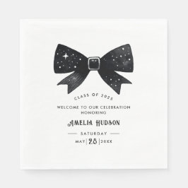 Whimsical Bow Black & White Afstudeerfeest Servet