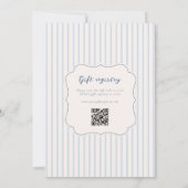 Whimsical Bow Blue Stripes Baby shower Kaart (Achterkant)