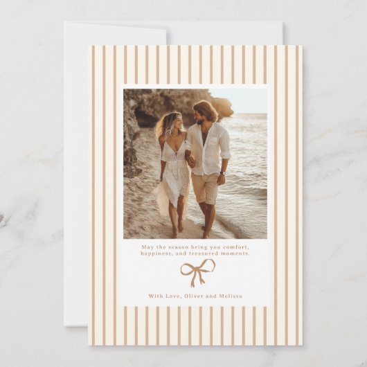 Whimsical Bow Boho Family Photo Christmas Feestdagenkaart (Achterkant)