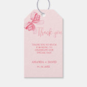 Whimsical Bow Bruiloft Vrijgezellenfeest Dank u Cadeaulabel (Voorkant)