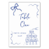 Whimsical Bow Champagne Tower Tafelnummer (Achterkant)