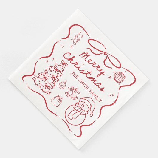Whimsical Bow Christmas Party Napkin Servet (Hoek)