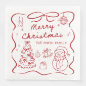 Whimsical Bow Christmas Party Napkin Servet (Voorkant)