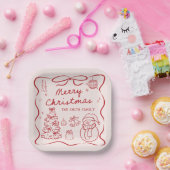 Whimsical Bow Christmas Party Paper Plates Papieren Bordje (Feest)
