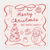 Whimsical Bow Christmas Party Sticker (Voorkant)