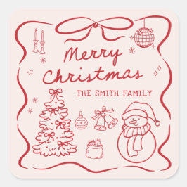 Whimsical Bow Christmas Party Sticker