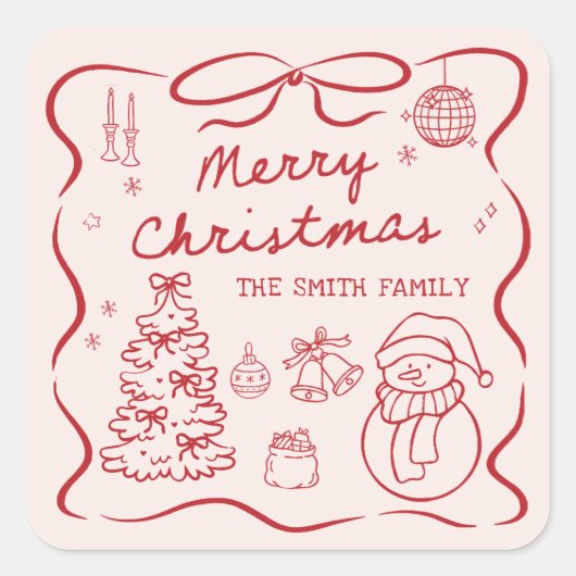 Whimsical Bow Christmas Party Sticker (Voorkant)