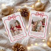 Whimsical Bow Christmas Photo Hand-Drawn Feestdagenkaart