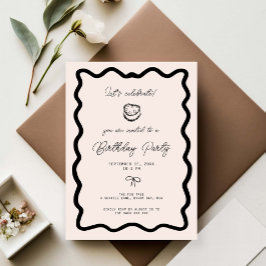 Whimsical Bow cursive border cake birthday  Kaart