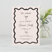 Whimsical Bow Cursive Border Dinner Party Kaart (Staand voorkant)