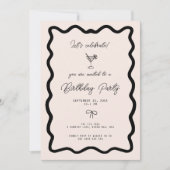 Whimsical Bow cursive border martini birthday  Kaart (Voorkant)
