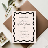 Whimsical Bow cursive border martini bridal shower Kaart