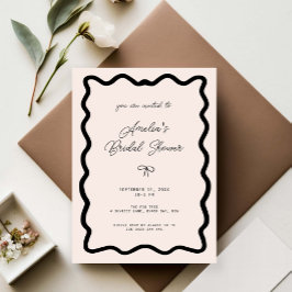 Whimsical Bow cursive border martini bridal shower Kaart