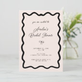 Whimsical Bow cursive border martini bridal shower Kaart (Staand voorkant)