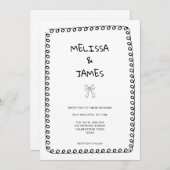 Whimsical Bow Doodle Hand getrokken bruiloft Kaart (Voorkant / Achterkant)