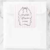 Whimsical Bow Doodle Pinstripe Vierkante Sticker (Tas)