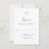 Whimsical Bow Dusty Blue Wedding RSVP Kaartje (Voorkant)