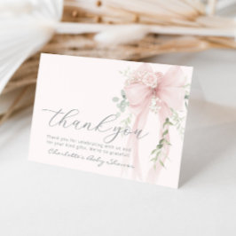 Whimsical Bow Floral Eucalyptus Baby Shower Bedankkaart