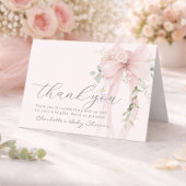 Whimsical Bow Floral Eucalyptus Baby Shower Bedankkaart