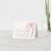 Whimsical Bow Floral Eucalyptus Baby Shower Bedankkaart (Voorkant)
