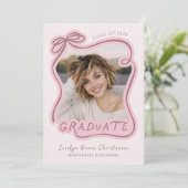 Whimsical Bow Frame Future Plans Pink Graduation Kaart (Staand voorkant)