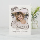 Whimsical Bow Frame Photo Collage Graduation Kaart (Staand voorkant)
