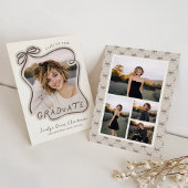 Whimsical Bow Frame Photo Collage Graduation Kaart