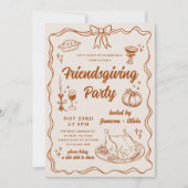 Whimsical Bow Friendsgiving Dinner Party Kaart (Voorkant)