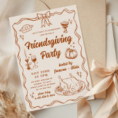 Whimsical Bow Friendsgiving Dinner Party Kaart