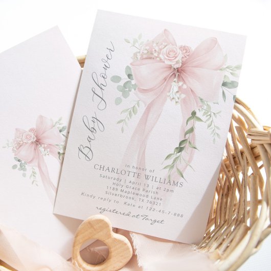 Whimsical Bow Gender neutral baby shower Kaart