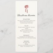 Whimsical bow, Hand drawn Christmas Dinner  Menu (Voorkant)