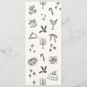 Whimsical bow, Hand drawn Christmas Dinner  Menu (Achterkant)