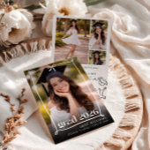 Whimsical Bow Hand drawn Graduation Party Photo Kaart