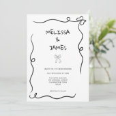Whimsical Bow Hand getrokken bruiloft Kaart (Staand voorkant)