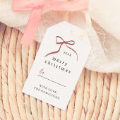Whimsical Bow Hand getrokken lint Vrolijk kerstfee Cadeaulabel