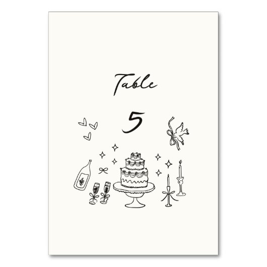 Whimsical Bow, handgetekende bruiloft Kaart (Voorkant)