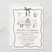 Whimsical Bow, handgetekende huwelijksuitnodiging Kaart (Voorkant)