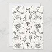 Whimsical Bow, handgetekende huwelijksuitnodiging Kaart (Achterkant)