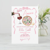 Whimsical Bow Italiaanse wijn en pizza Dat is amor Kaart (Staand voorkant)