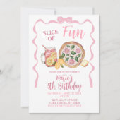Whimsical Bow Lemonade and Pizza Girl Birthday Kaart (Voorkant)