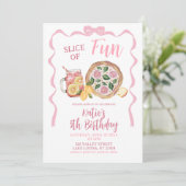 Whimsical Bow Lemonade and Pizza Girl Birthday Kaart (Staand voorkant)