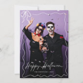 Whimsical Bow Lijst Happy Halloween Foto Kaart (Voorkant)